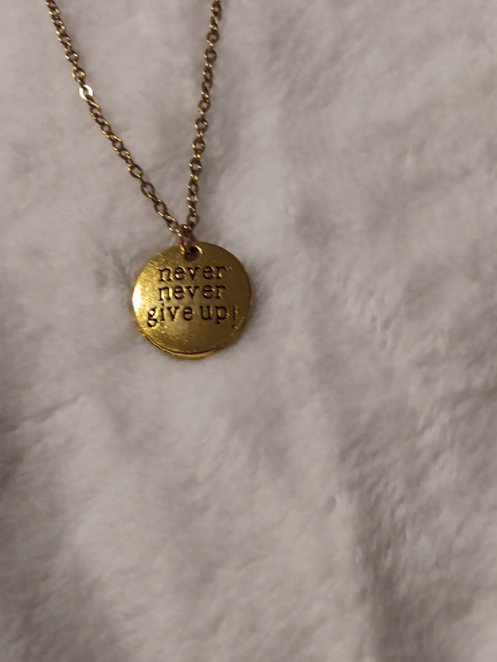 Gold-Tone 'Never Give Up' Pendant Necklace